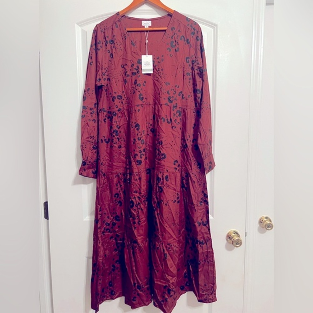 NWT Mud Pie Petal Tiered Maxi Dress Rust | Medium